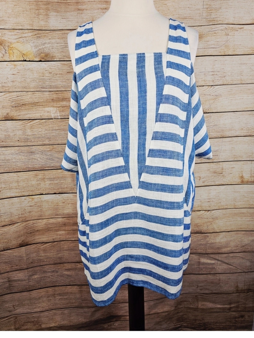 Soft Surroundings Sunset Park Linen Tunic Top Cold Shoulder Size Large